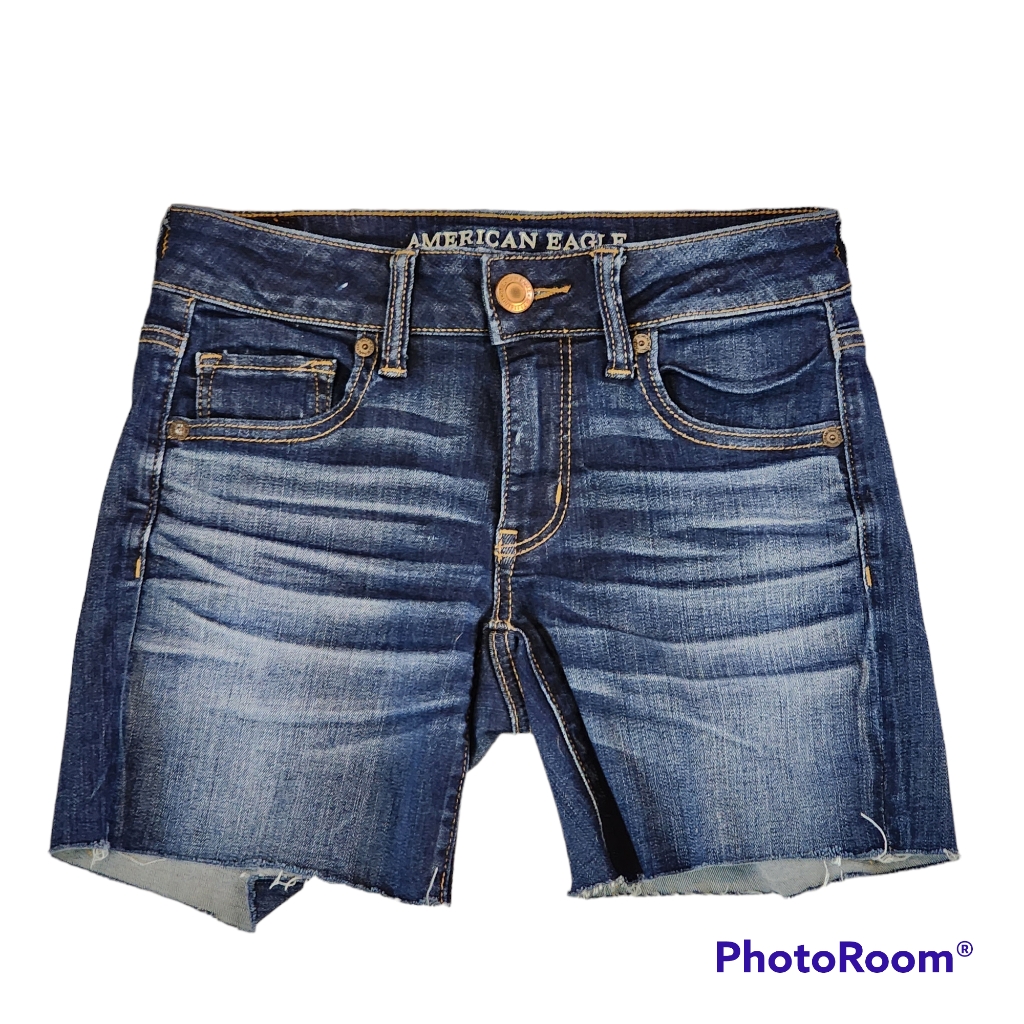 American Eagle Outfitters Blue Denim Midi Shorts Size 2